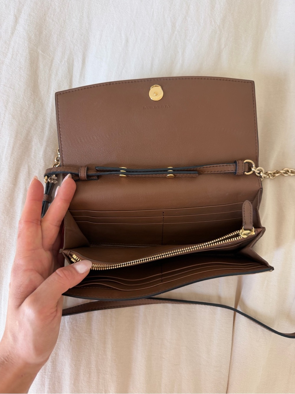 Burberry Brown Leather Crossbody with Iconic Nova Check Trim - Picture 4 of 6